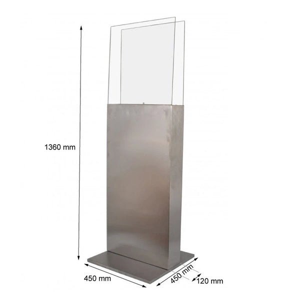 Hoher Bioethanolkamin mit Glas - Stahl