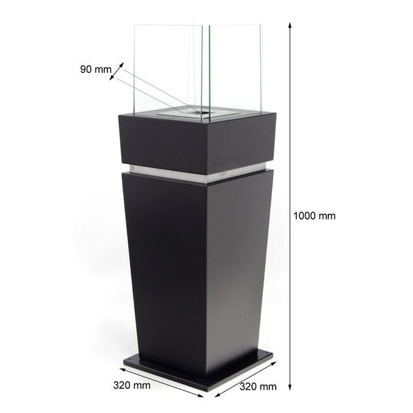 Boden Bio-Kamin mit Glas - Schwarz