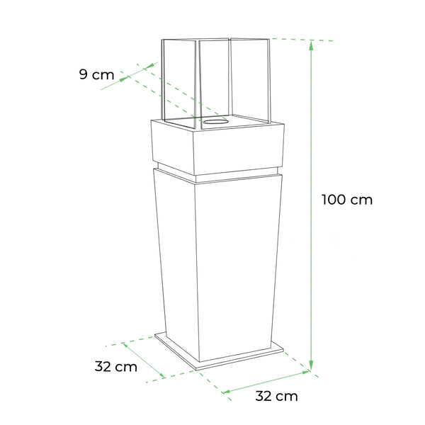 Boden Bio-Kamin mit Glas - Schwarz