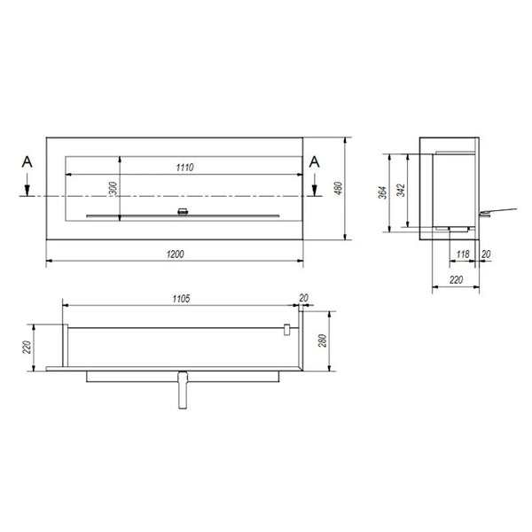 Eckkamin 120 cm - Rechts