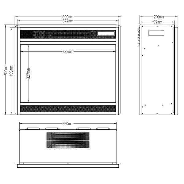 Elektrischer LED-Einbaukamin - 60 cm