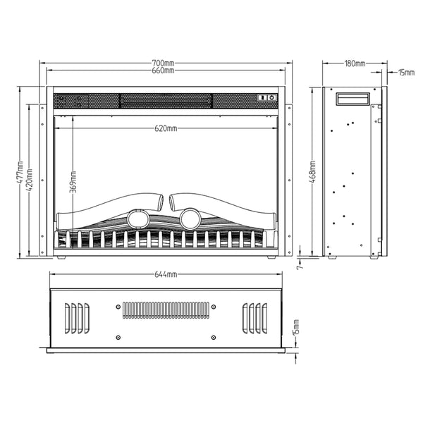 Elektrischer LED-Einbaukamin - 67 cm
