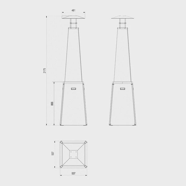 Pyramide Gas-Außenkamin - Weiß