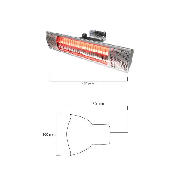 Terrassenheizer 1500W, GT, 51 cm - Silber