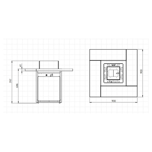 Quadratischer Tisch - Outdoor-Gaskamin