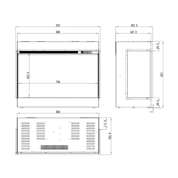 Superb 3D 80 cm Built-In Electric Fireplace