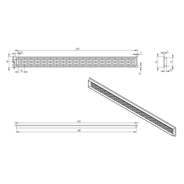 Lüftungsgitter Weiß – 100 x 9 cm – 450 cm²