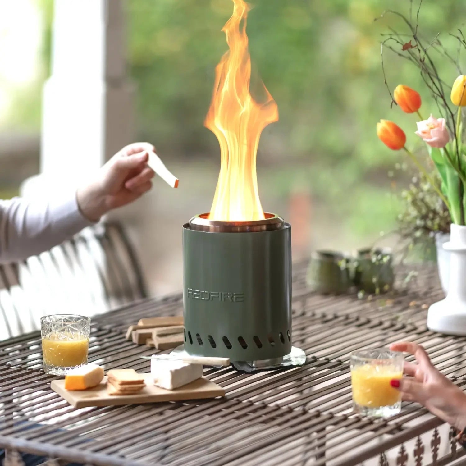 Volcano Pellet Tabletop Fire Pit Medium – Olive Green