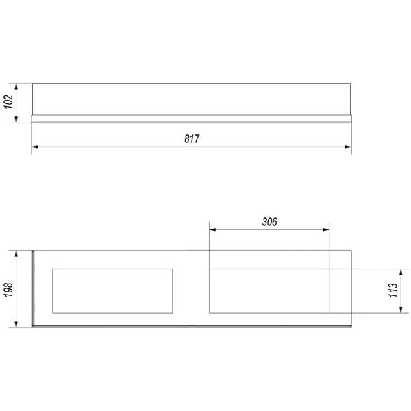 Glas für Eckkamin - 90 cm links
