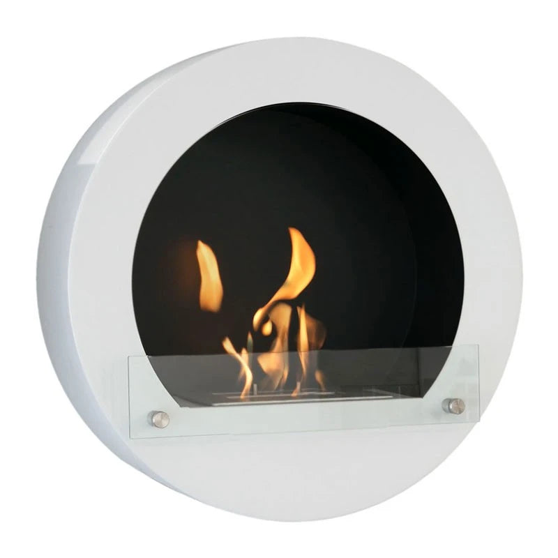 Runder Bioethanol-Wandkamin - Weiß