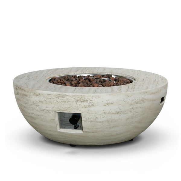 Estate Bowl 92 Travertine – Runder Gas-Feuertisch