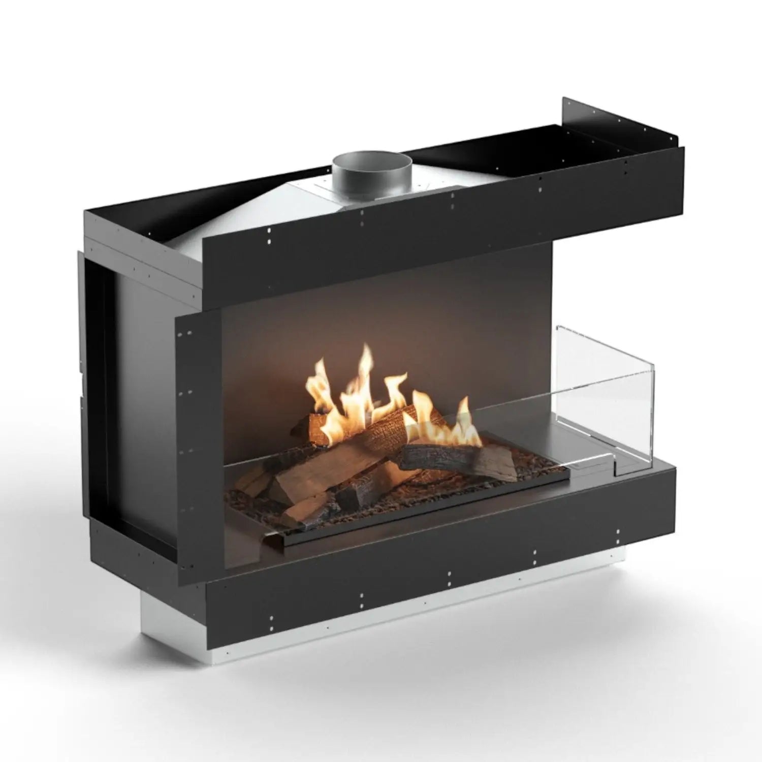 Flogs Box 1000 Ecke rechts (Rauchrohranschluss) – Bioethanol-Kamin