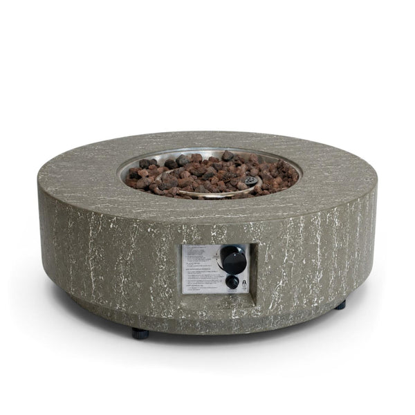 Estate Round 76 Dark Travertine – Runder Gas-Feuertisch