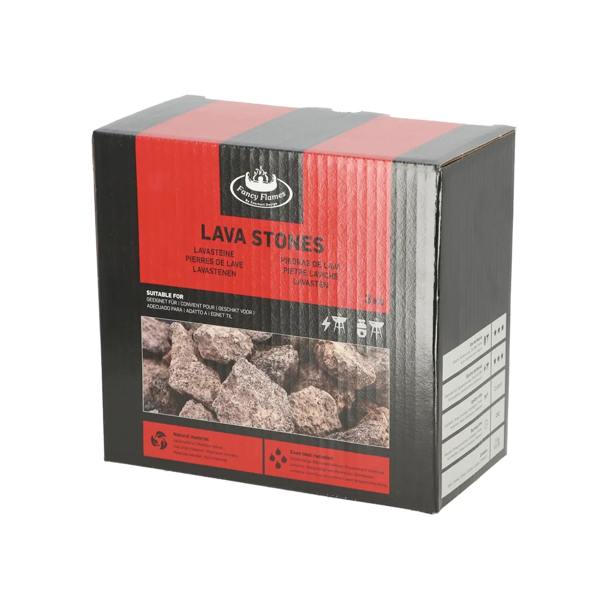 Lava Stones 3 kg - For Outdoor Gas Fireplaces and Barbecues