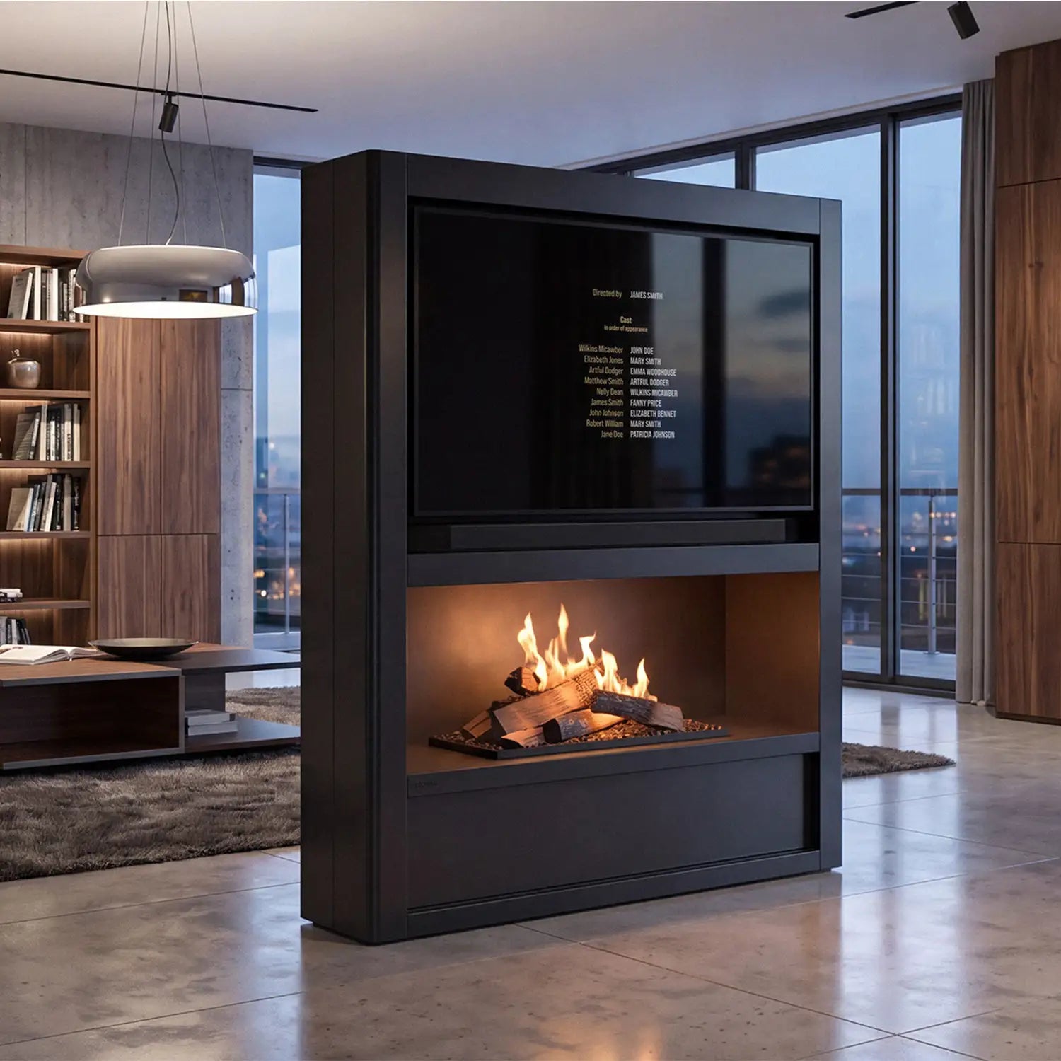 Cinema Flogs – TV-Schrank mit Bioethanol-Kamin