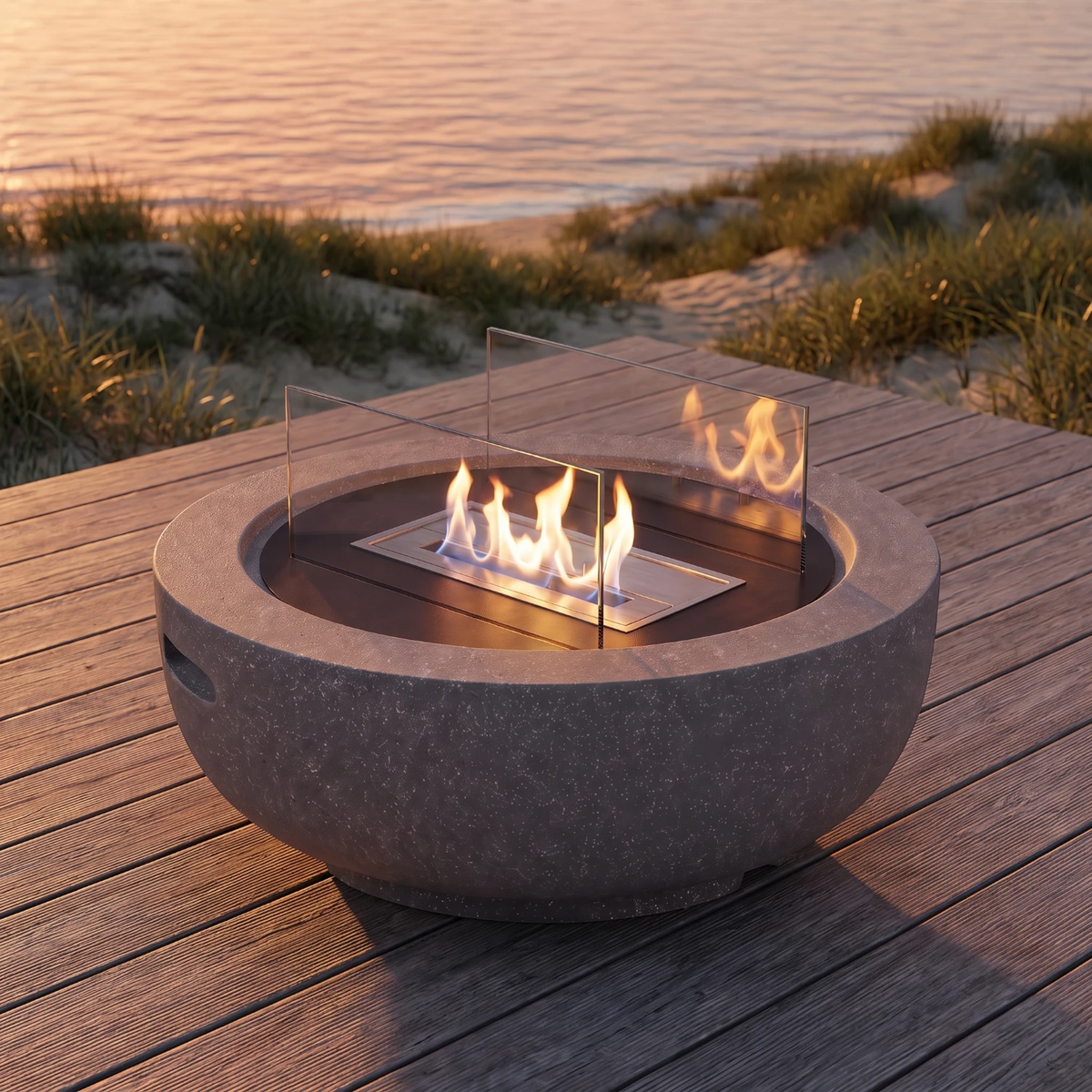 AROS – Granit Grau – Outdoor-Bioethanol-Kamin
