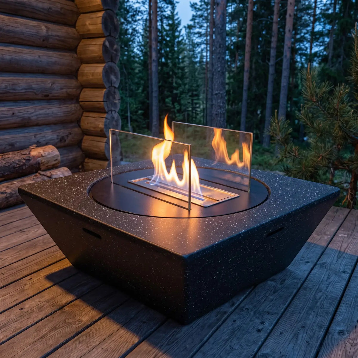 EMBER – Granitschwarz – Outdoor-Bioethanol-Kamin