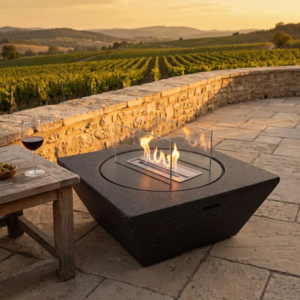 EMBER – Granitschwarz – Outdoor-Bioethanol-Kamin