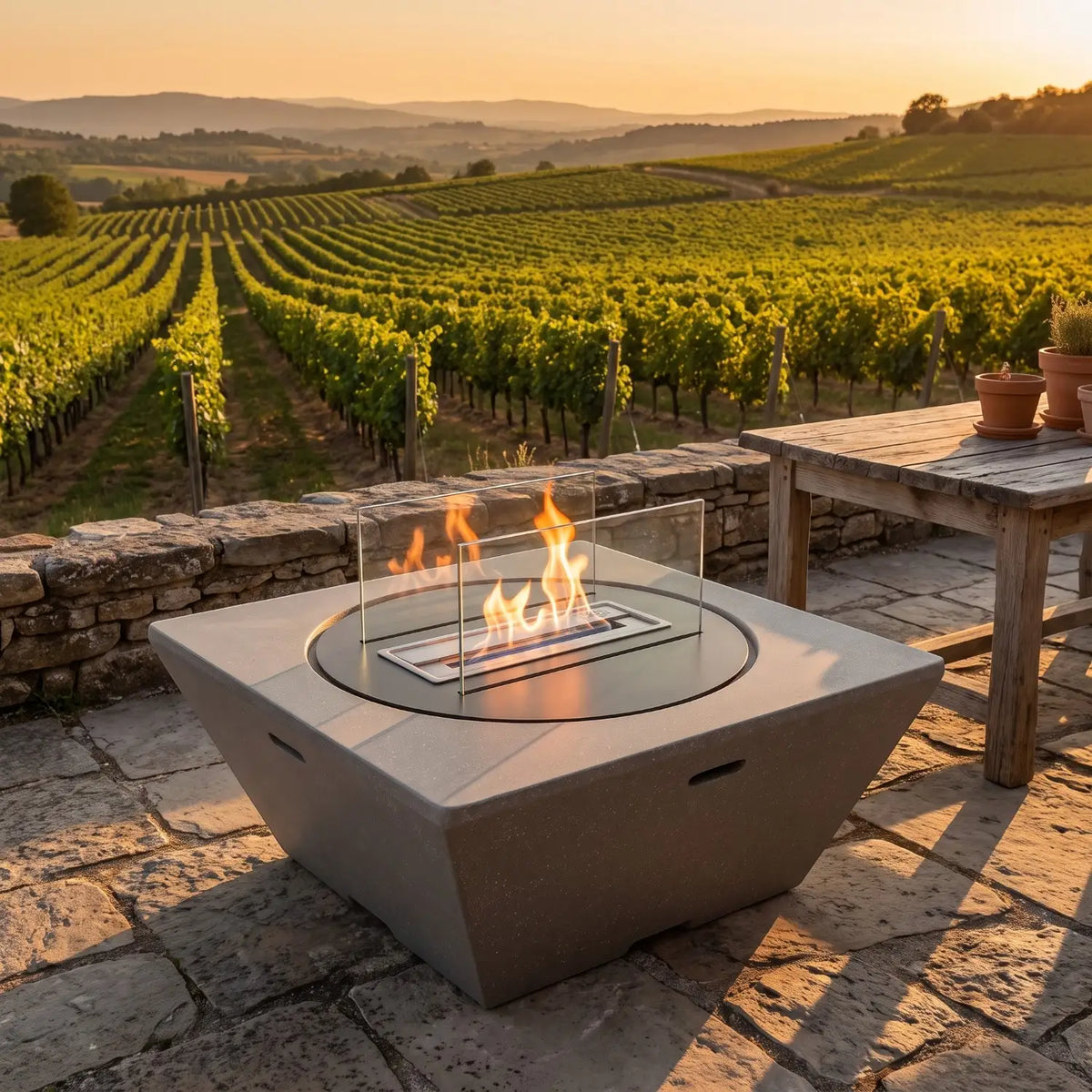 EMBER – Granitgrau – Outdoor-Bioethanol-Kamin