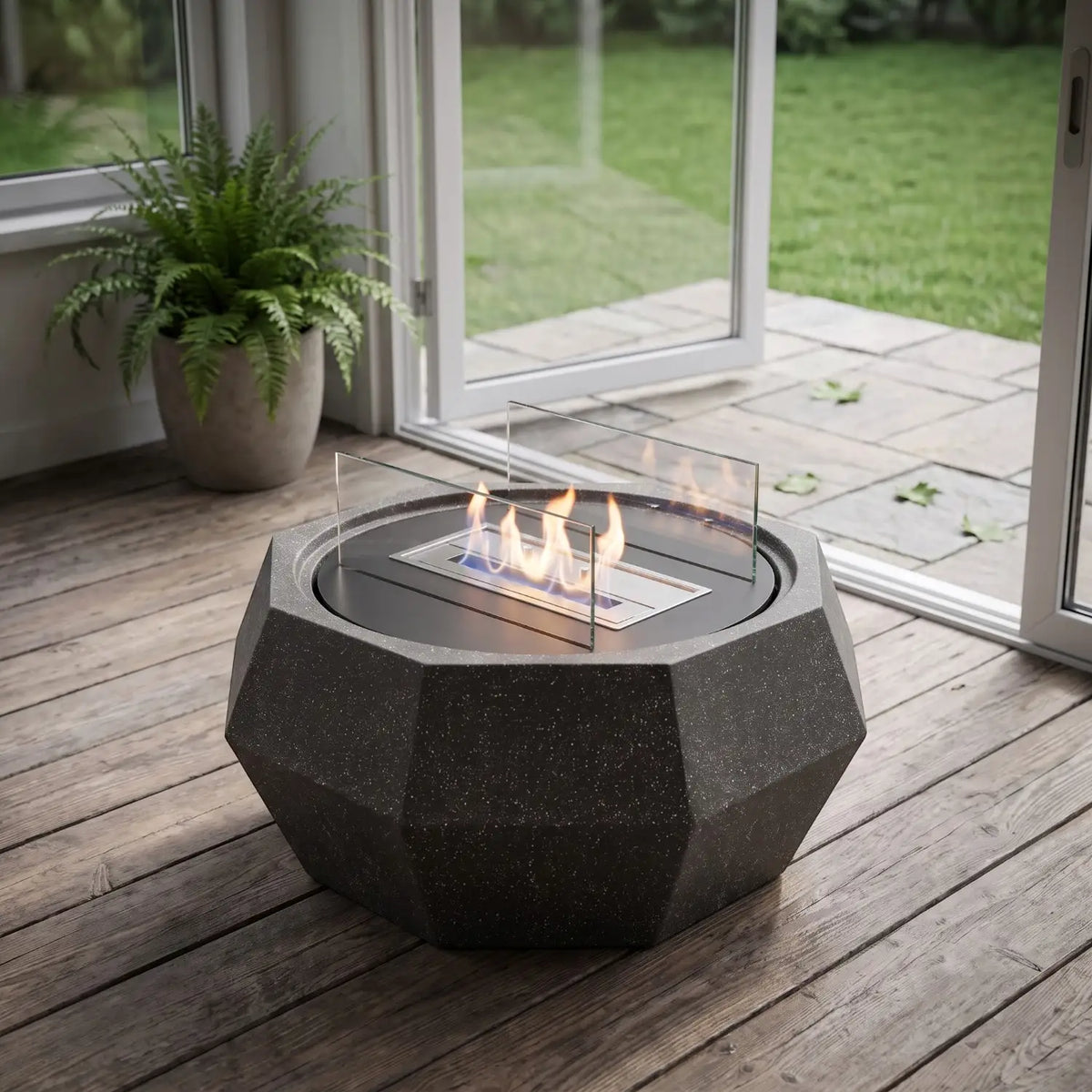 NOVA – Granit Schwarz – Outdoor-Bioethanol-Kamin
