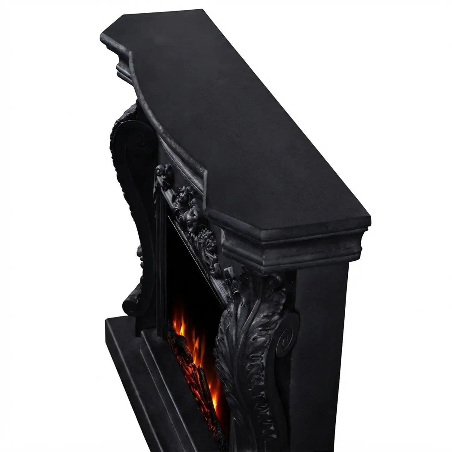 Ymir – Elektrischer Kamin in schwarzem Polystone