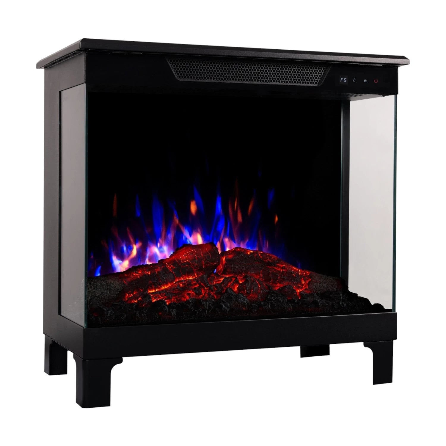 Tower 56 – Freestanding Electric Fireplace with 3-Sided Flame View