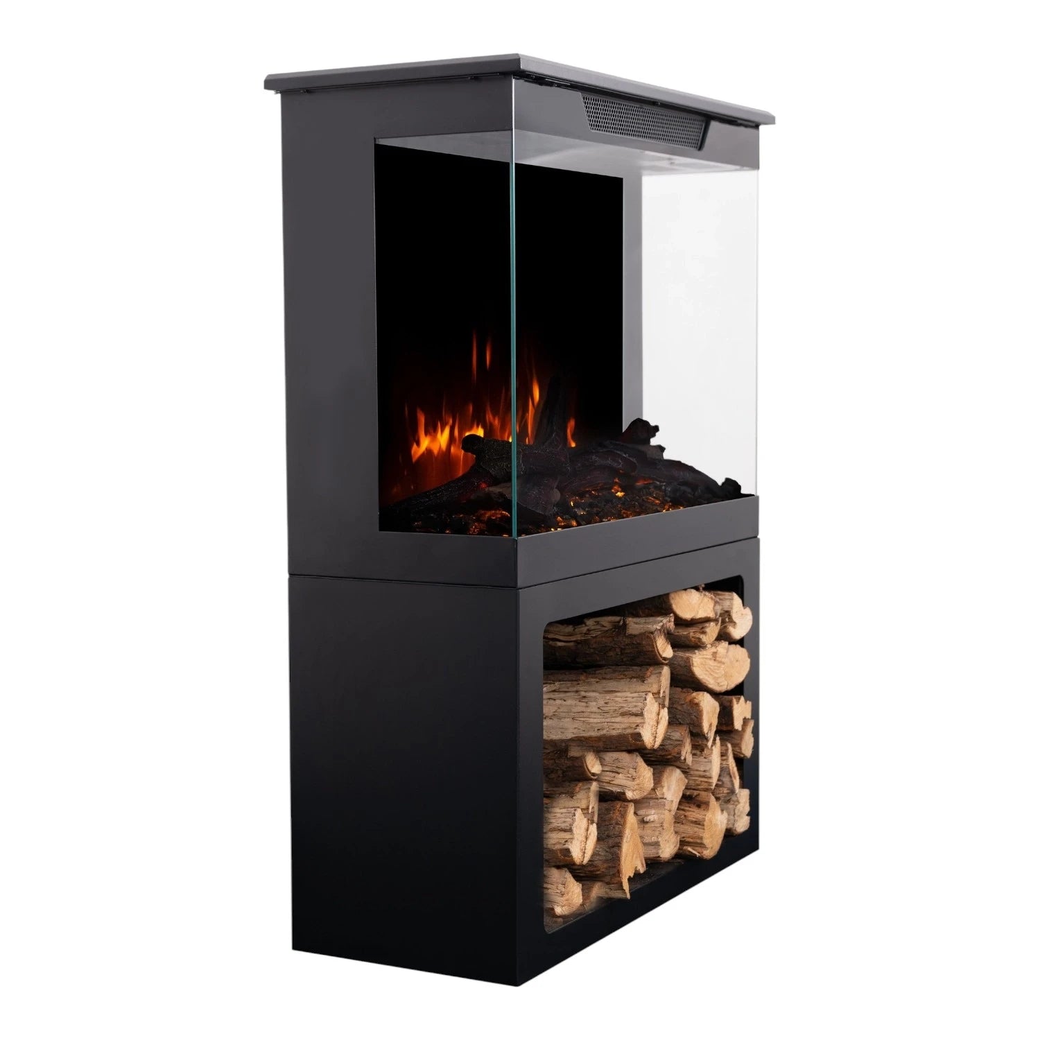 Tower 61 Electric Fireplace with Log Storage