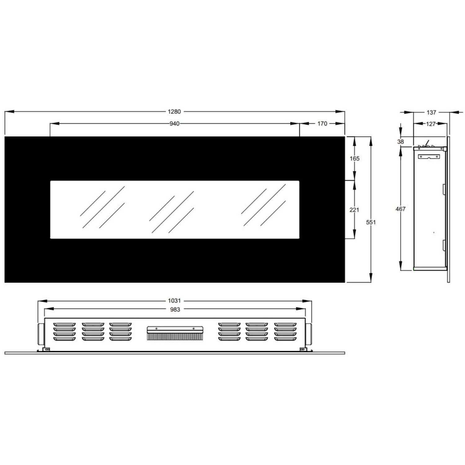 Albion 128 cm - Wall-mounted Electric Fireplace