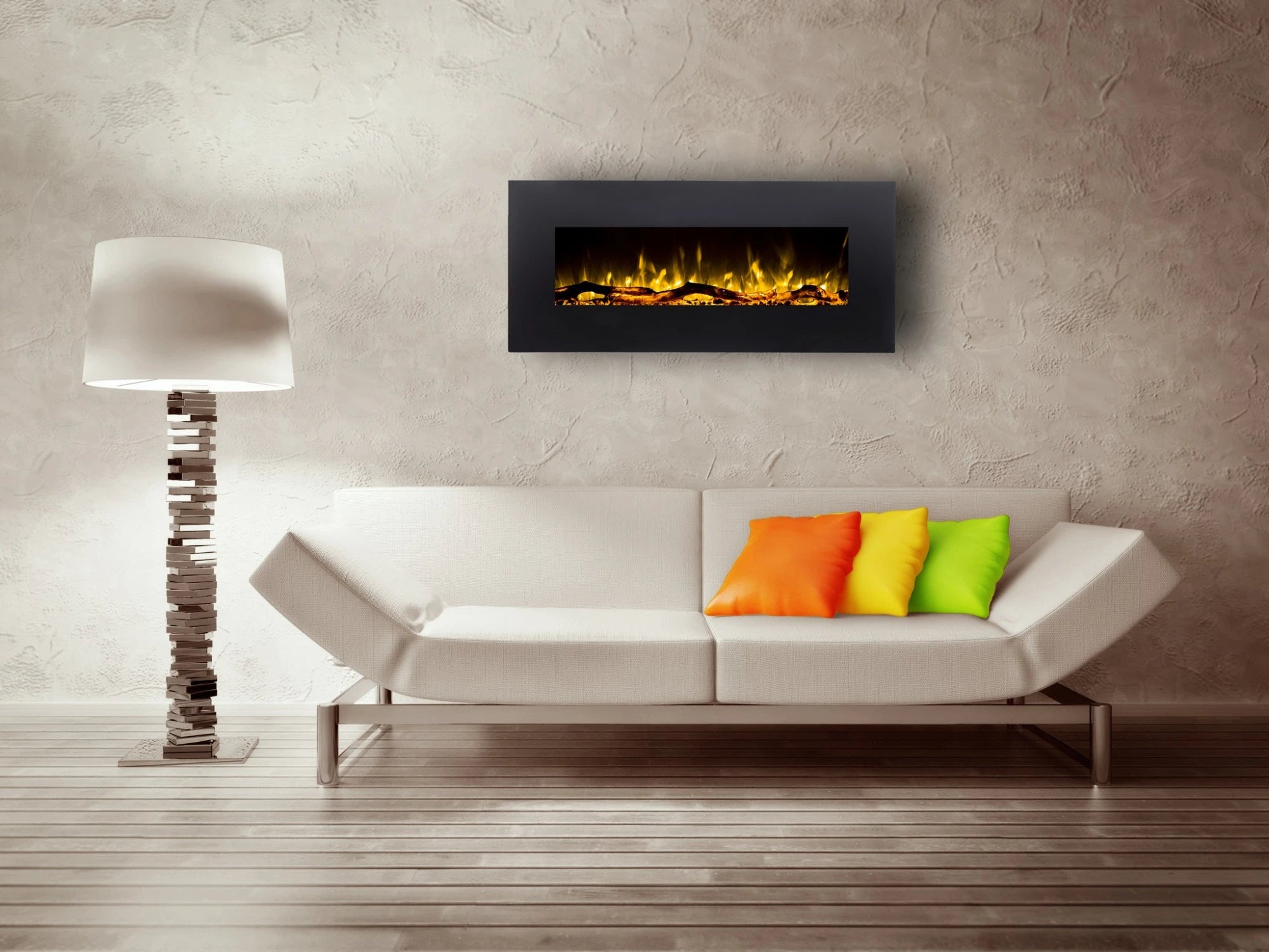 Albion 90 cm Wall-Mounted Electric Fireplace - Black