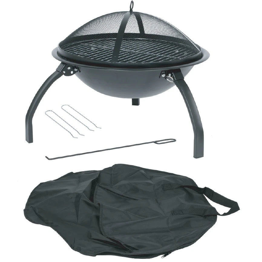 Feuerschale mit Rost und Stahlnetz