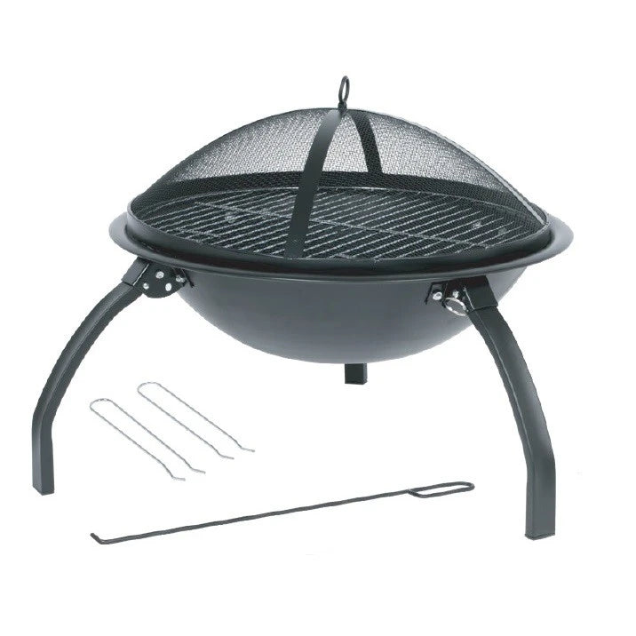 Feuerschale mit Rost und Stahlnetz