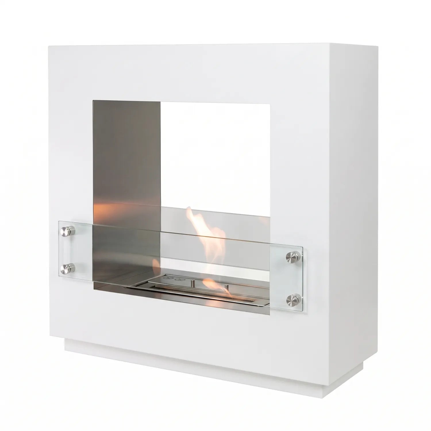 Hollywood White - 2-sided free-standing bioethanol fireplace