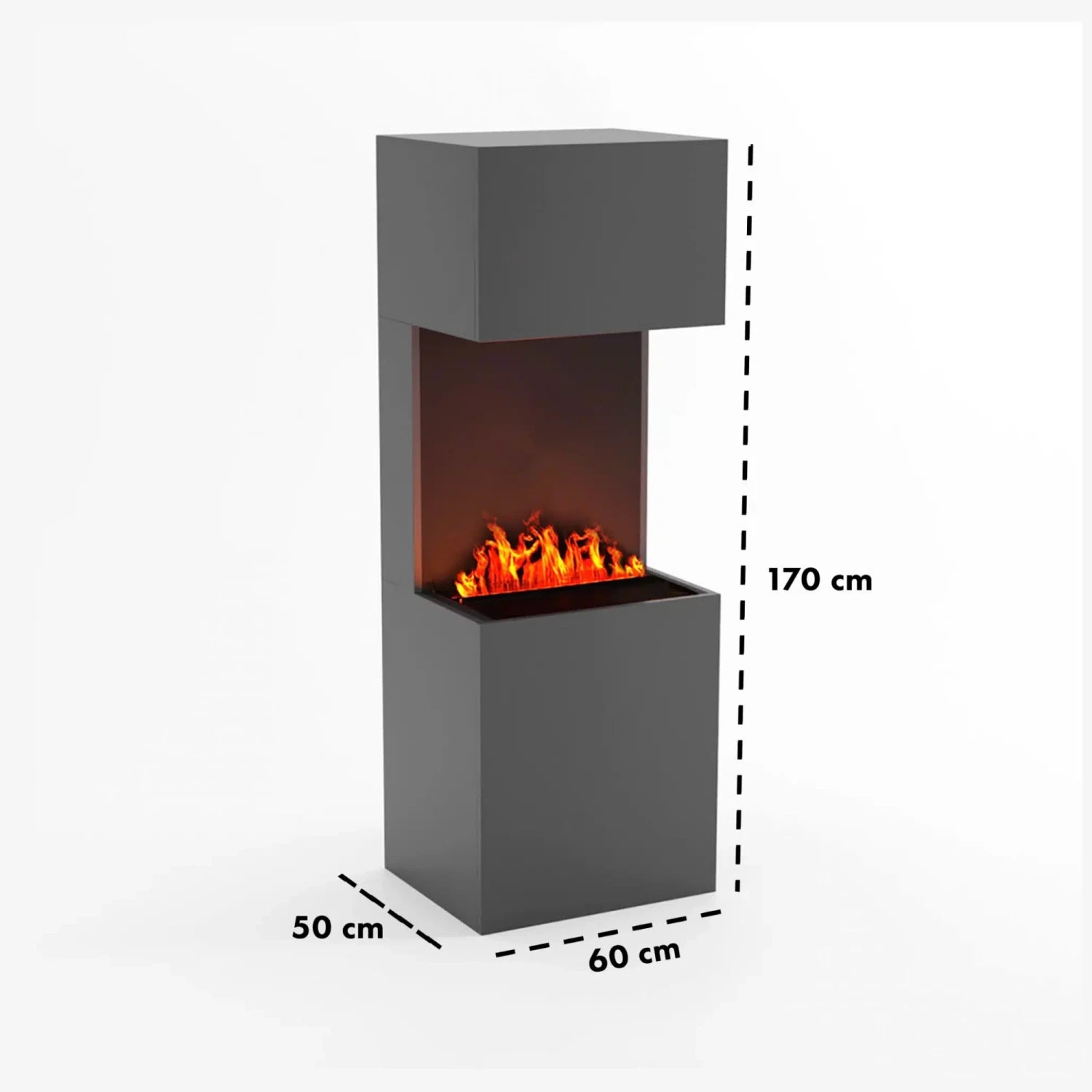 Beethoven Grau - OMC 600 | Freistehender Wasserdampf-Kamin