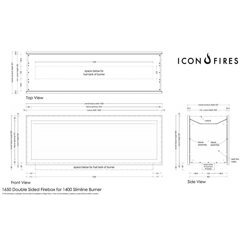 Icon Slimline Firebox FBDS1650