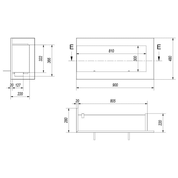 Eckkamin 90 cm - Links