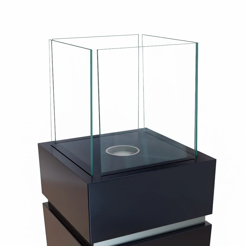 Boden Bio-Kamin mit Glas - Schwarz