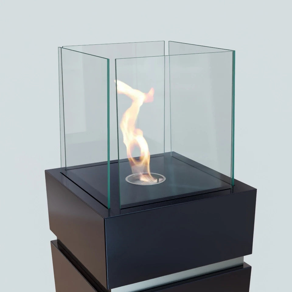 Boden Bio-Kamin mit Glas - Schwarz