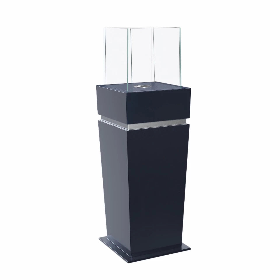 Boden Bio-Kamin mit Glas - Schwarz