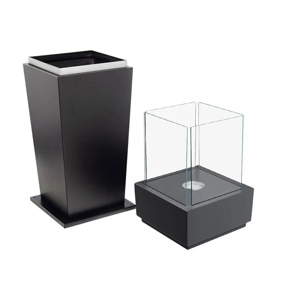 Boden Bio-Kamin mit Glas - Schwarz
