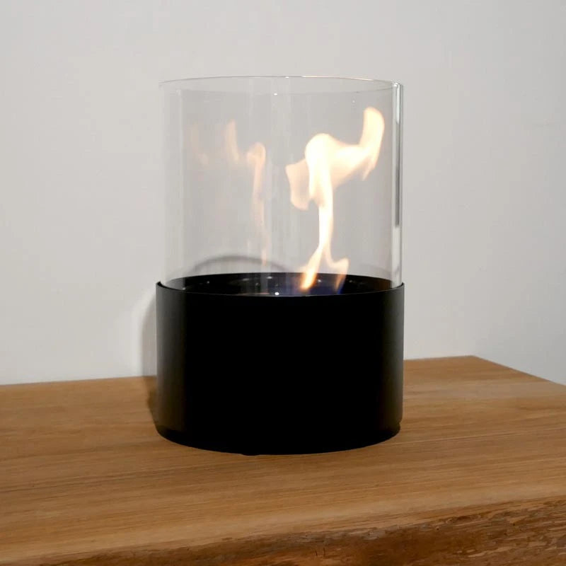 Runder Tisch Bio-Kamin - schwarz