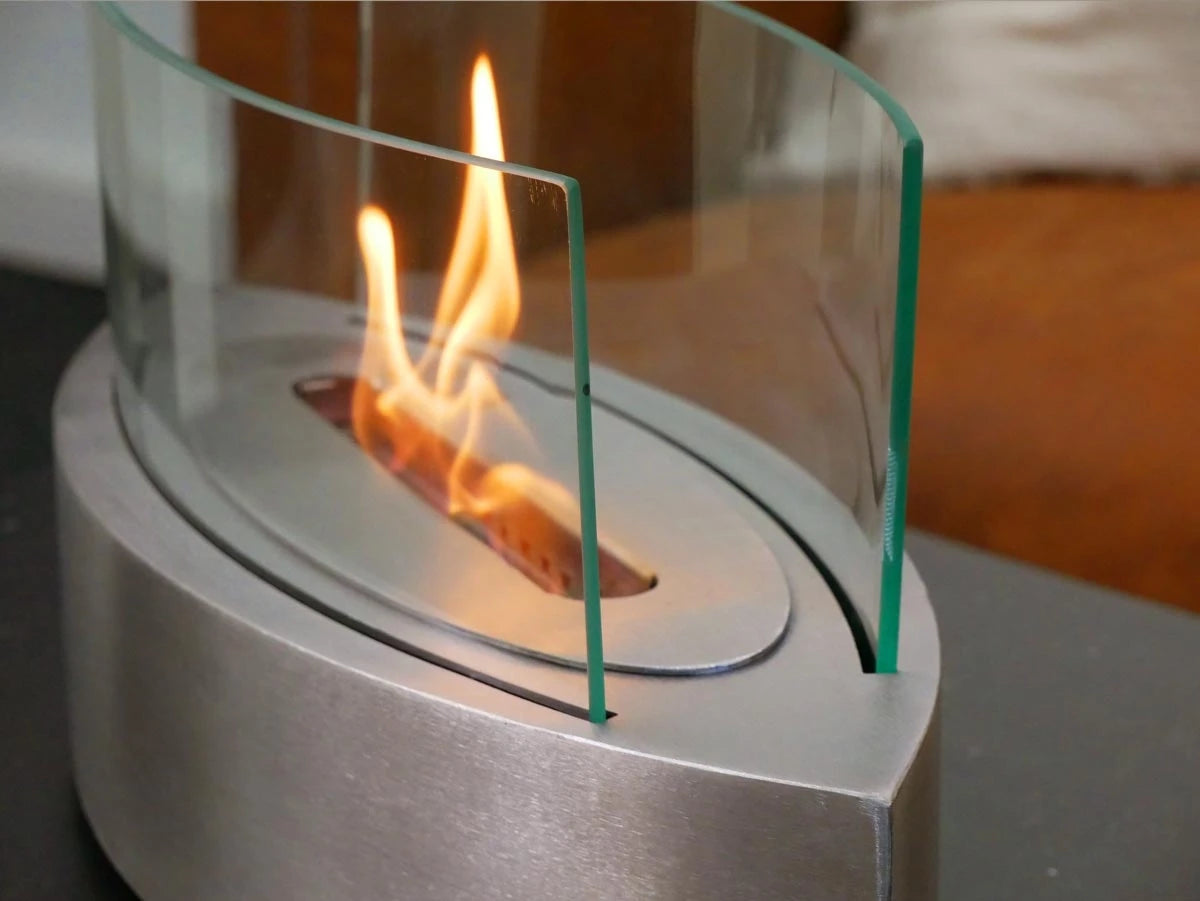 Oval Table Bioethanol Fireplace - Steel