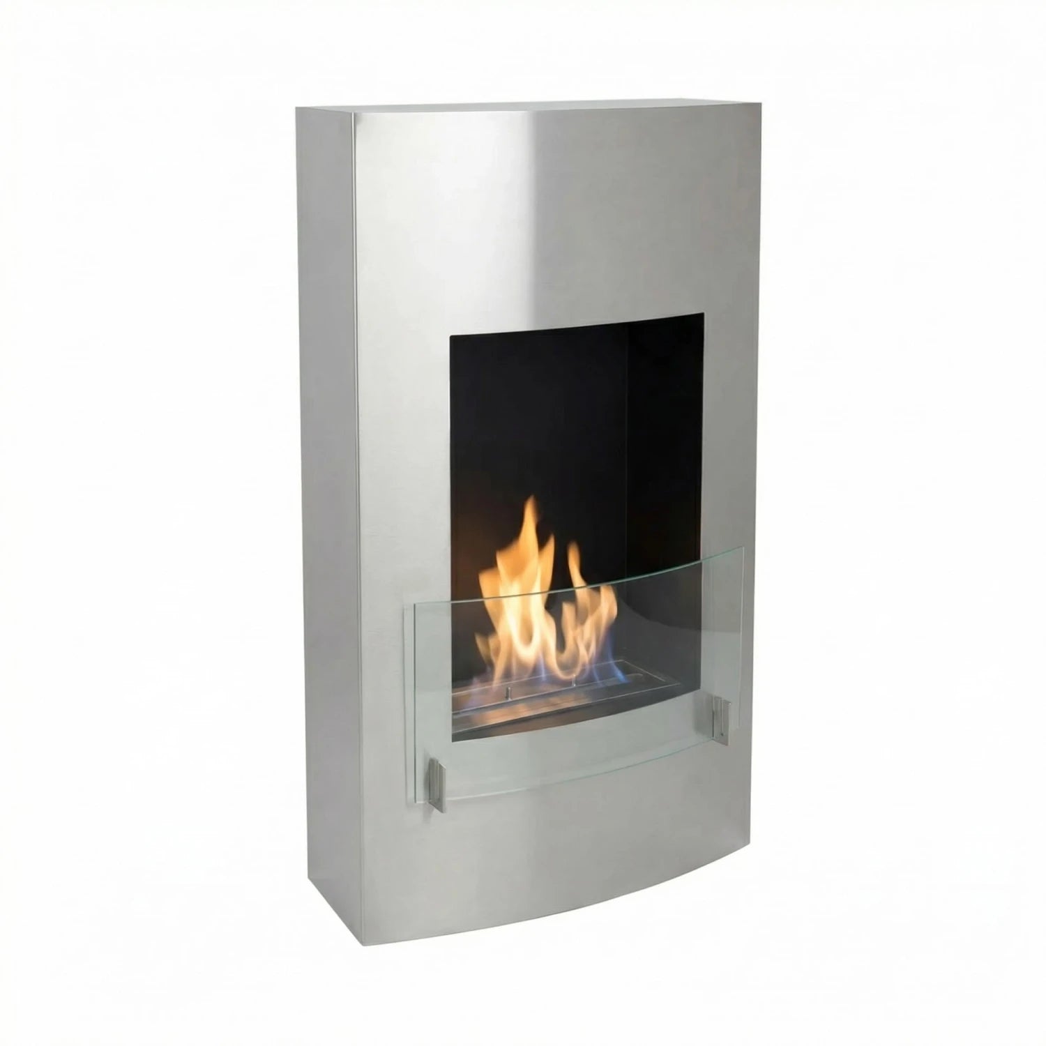 Hoher Bioethanol-Wandkamin - Silber