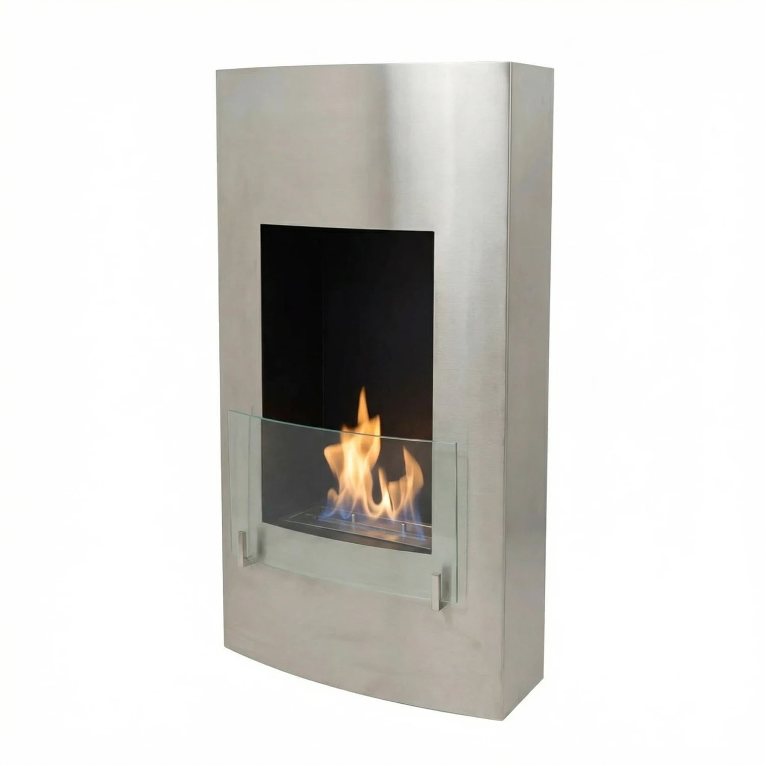 Hoher Bioethanol-Wandkamin - Silber