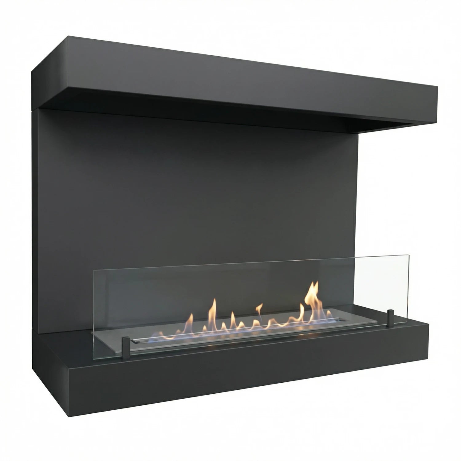 Dakota Schwarz - Dreiseitiger Bioethanol-Wandkamin 80 cm