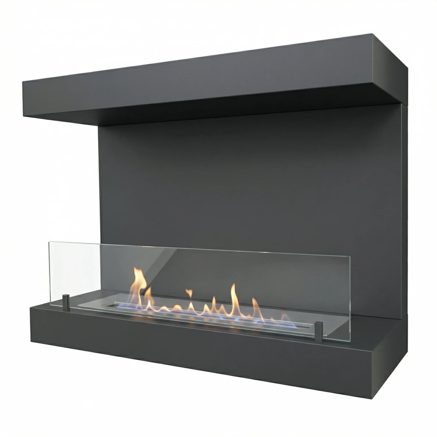Dakota Schwarz - Dreiseitiger Bioethanol-Wandkamin 80 cm