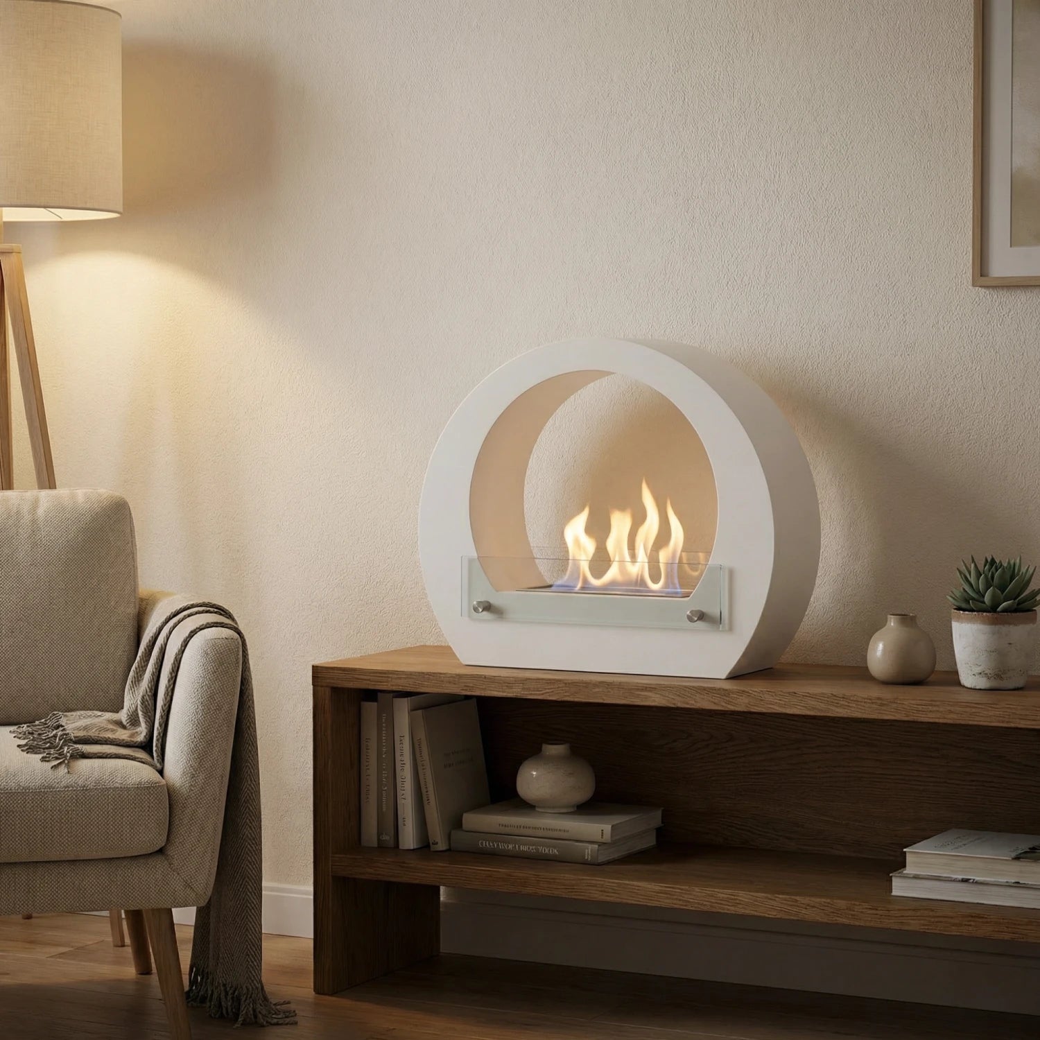 Dallas - Bioethanol-Kamin mit Bogen - Weiß