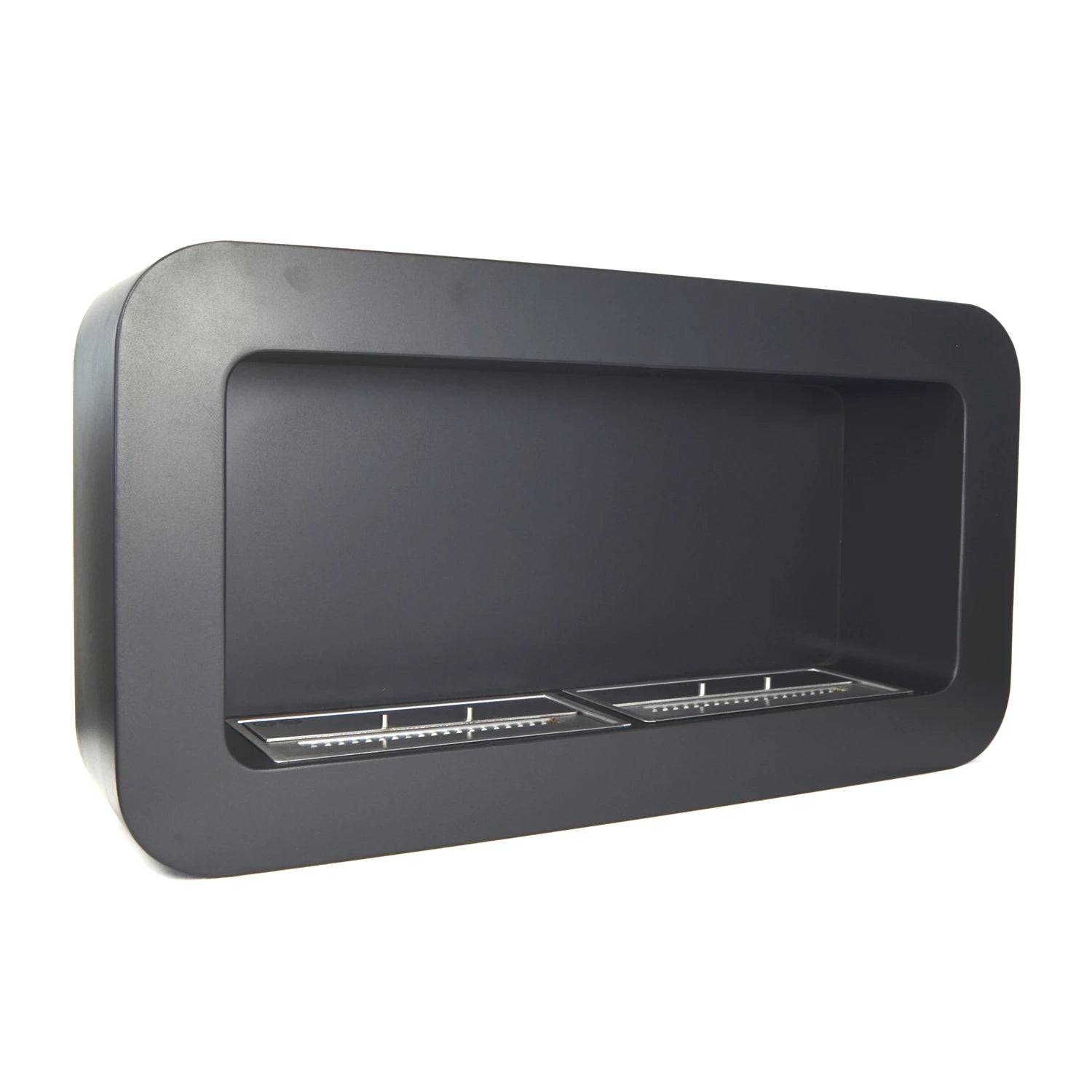 Rectangular Curved Bioethanol Fireplace - Black
