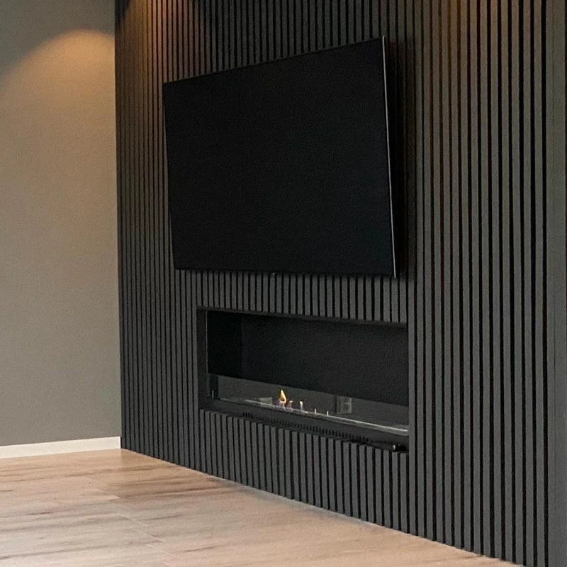 140 cm Black Built-in Bioethanol Fireplace