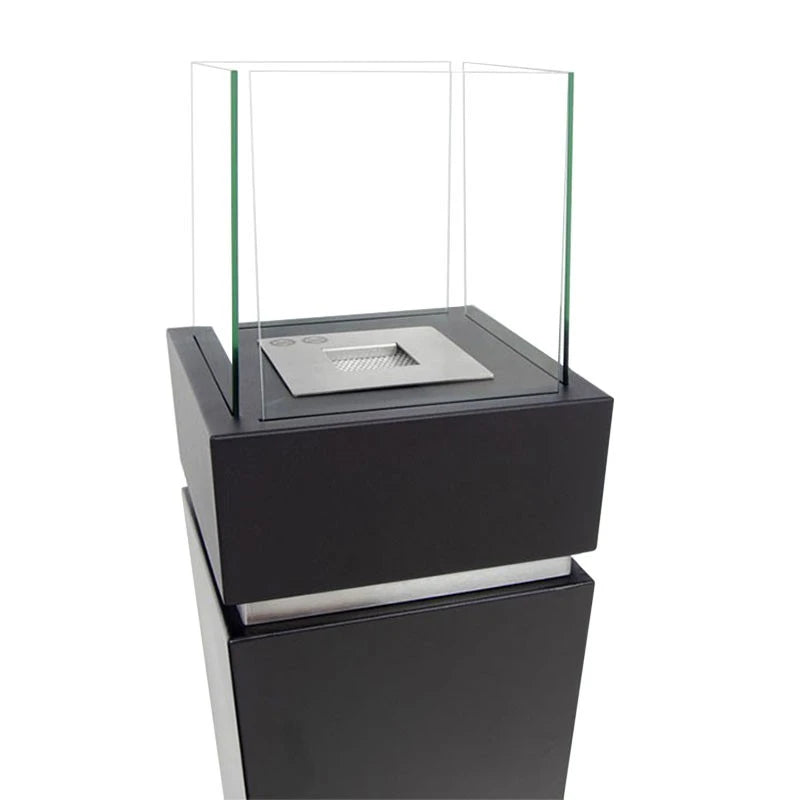 Boden Bio-Kamin mit Glas - Schwarz