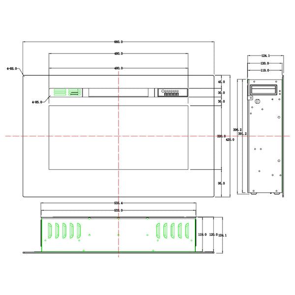 LED Pro elektrischer Einbaukamin - 66cm